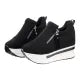 Girls High Heel Wedges Shoes, 4-Inch Canvas with Zipper Lock, Height-Increasing for Women
